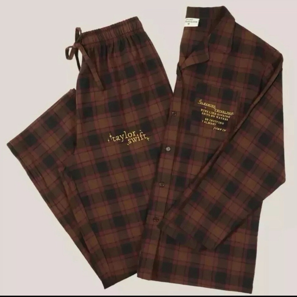 Taylor Swift evermore gold rush Plaid Pajamas - Brown